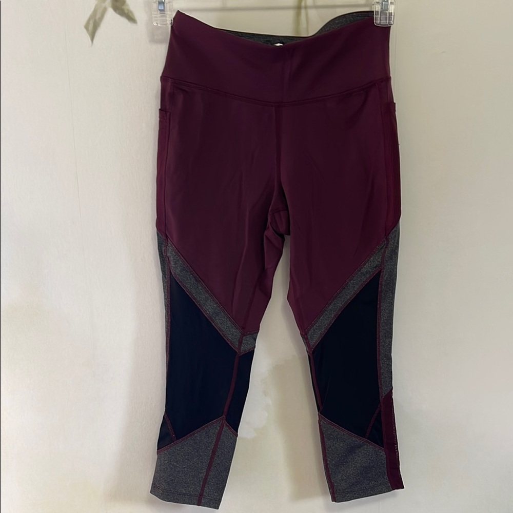 Avia Maroon and Black Athletic Leggings